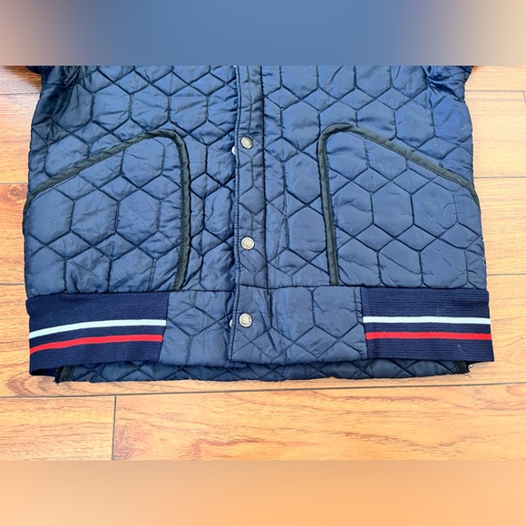 Vintage Neutral Gender Navy Quilted Bomber Jacket - Picture 3 of 14